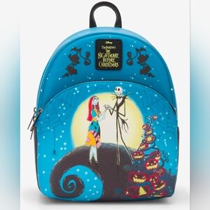 Loungefly Nightmare Before Christmas Spiral Hill Jack Sally Mini Backpack New!